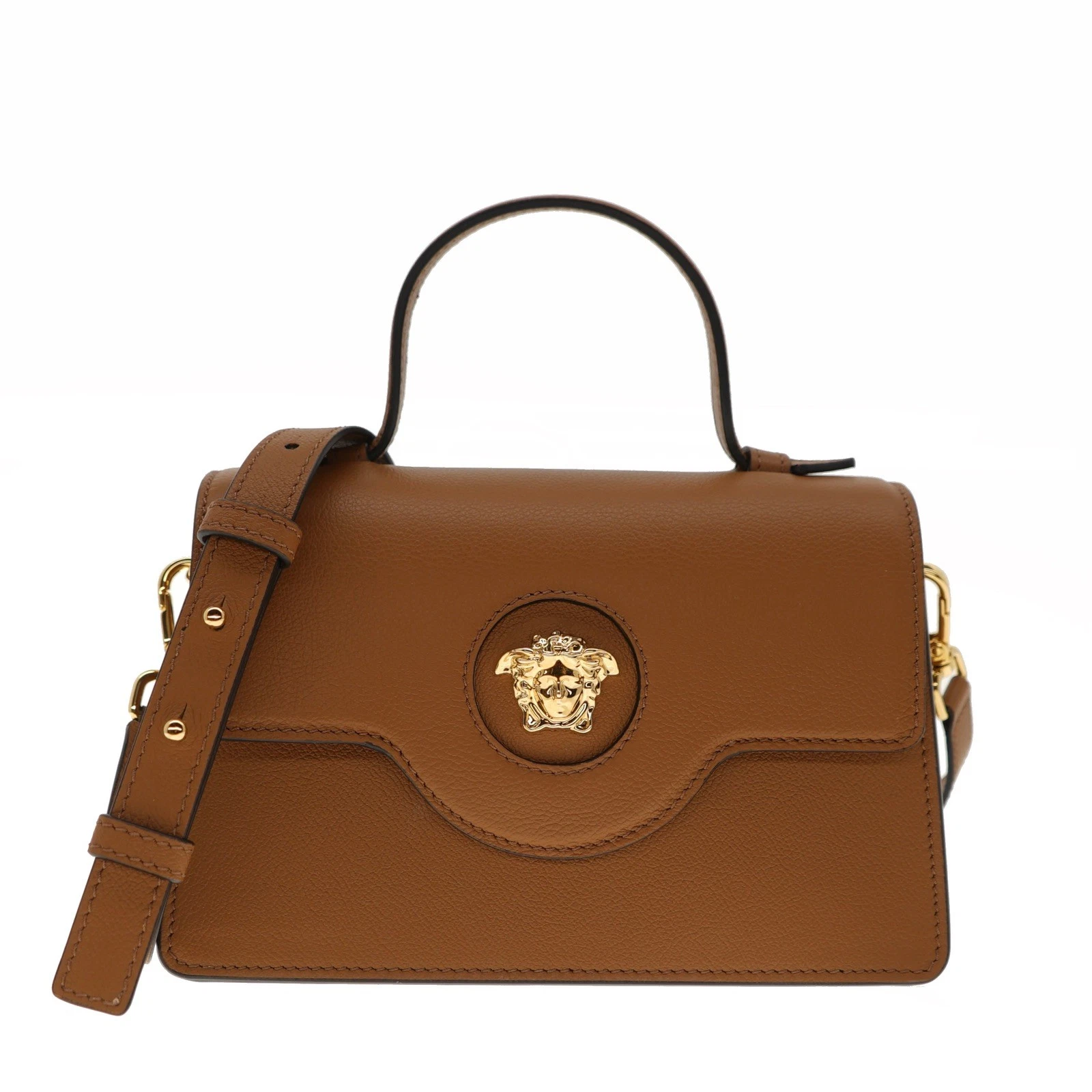 Versace — Versace Medusa Top Handle Shoulder Bag Brown Leather New