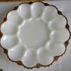 Vintage Fire King Milk Glass W/22k Gold Edge Egg Plate