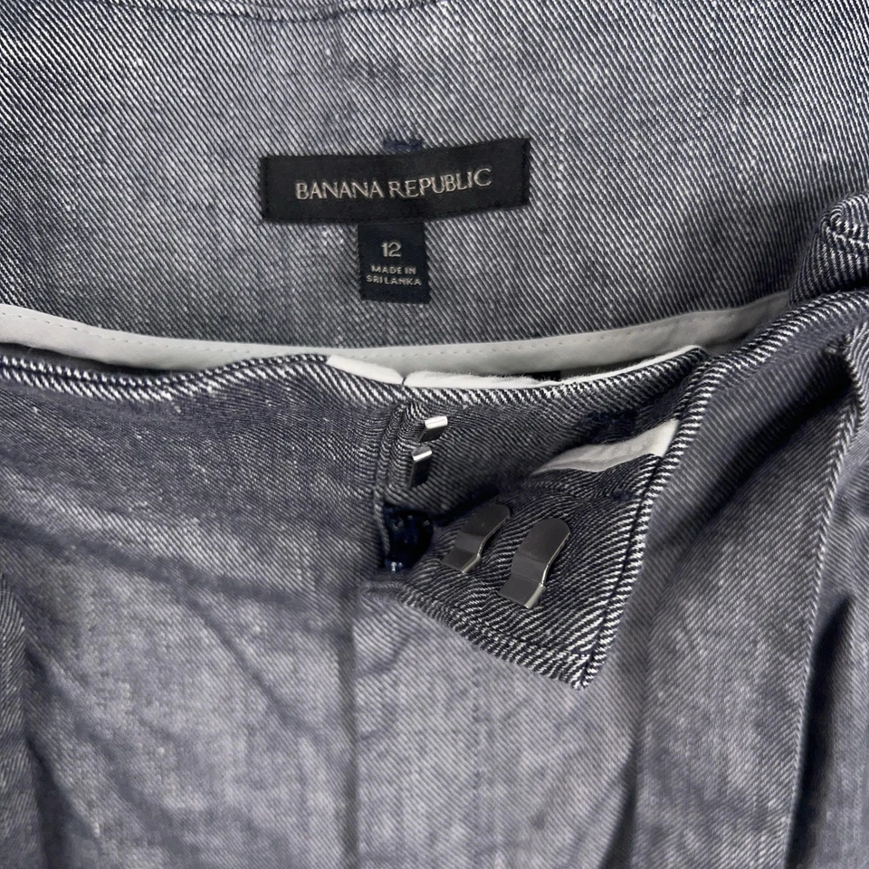 Banana Republic Pants Womens 12 Gray Linen Blend Paperbag Tie Belt Wide Leg - Image 4 of 4