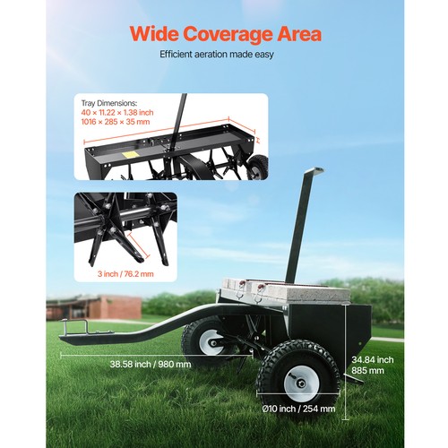 40-Inch Tow Behind Plug Aerator with Universal Hitch Lawn Aerator Tow Behind - Bild 2 von 12