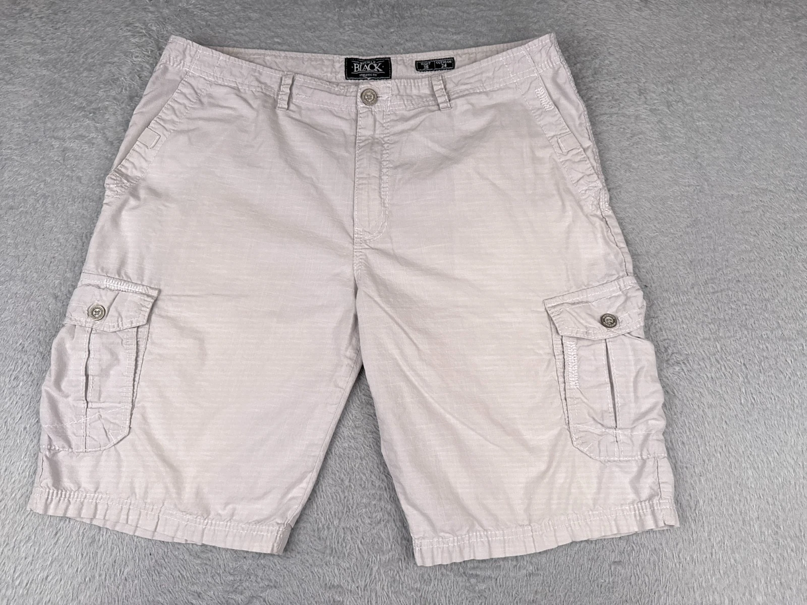 Buckle Black Shorts Mens 38 Gray Cargo Athletic Fit 24" Cotton Poly Blend 38x12