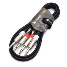 2 x 6.35mm 1/4" Stereo TRS Jack Cable / Balanced Twin Lead (Black, 1.5m)
