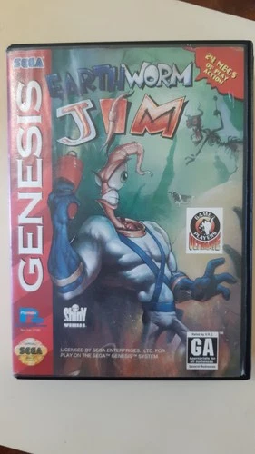 Earthworm Jim (Sega Genesis, 1994) Box and Cartridge Only. NO Manual. Tested