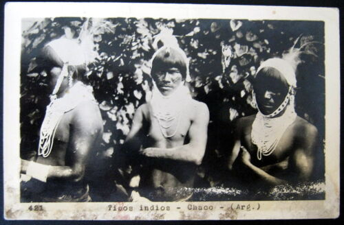 Argentina~1930s TIPOS INDIOS ~ CHACO ~ Indians~ RPPC  Real Photo Postcard - Afbeelding 1 van 1