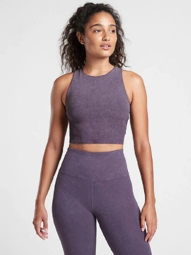 ATHLETA Purple A-C Garment Dyed Conscious Crop Yoga Tank Top #599206 NWT! XL