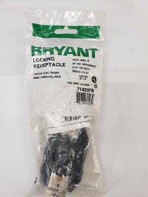 Bryant 71420FR Locking Receptacle 20A 125/250V NEMA L14-20R 3P 4W Grounding