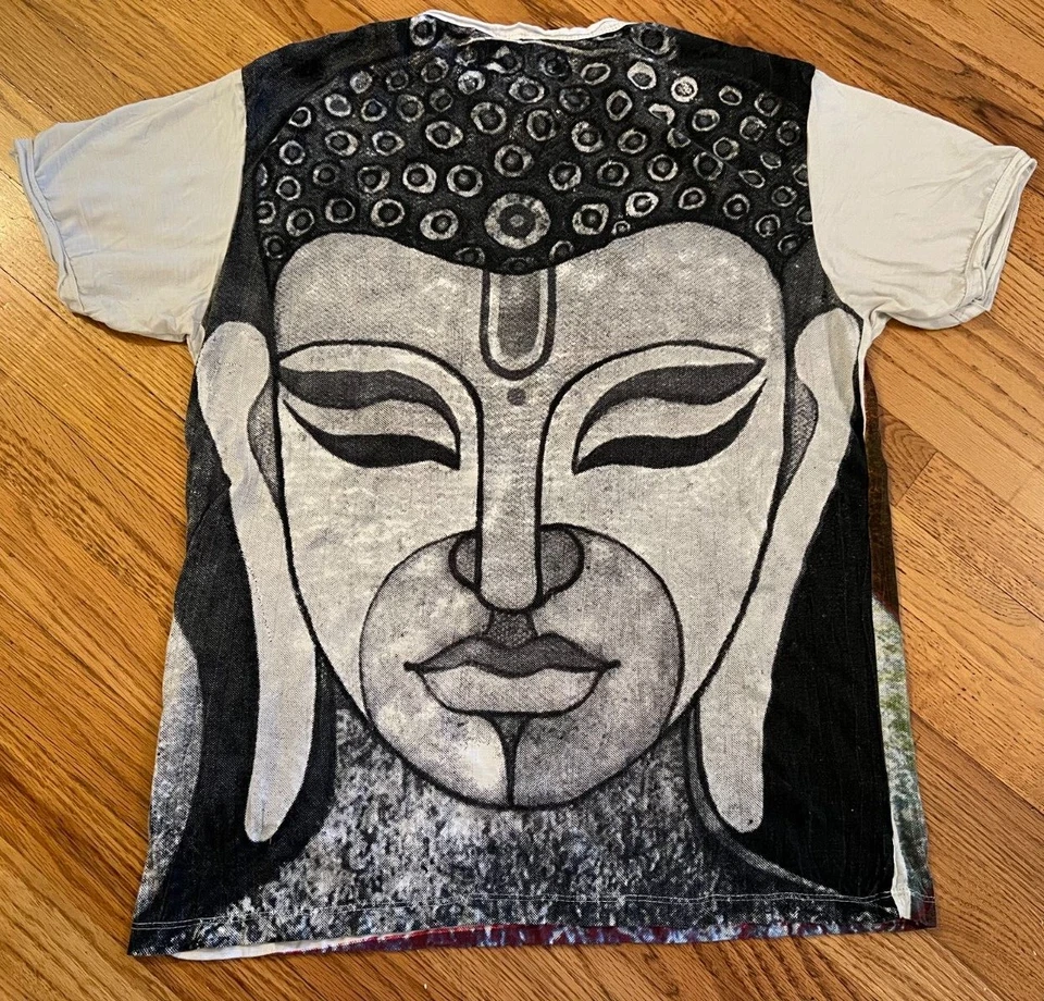SURE Buddha All Over Print Shirt Medium Rare Colorful Boho Hippie GOA AOP - Image 2 of 4