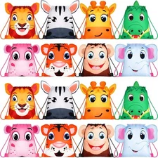16 Pcs Animal Drawstring Gift Bags String Party Candy Carton Monster Backpack...