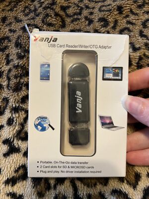 Vanja Micro USB OTG Adapter and USB 2.0 Portable Memory Card Reader for SD-3C