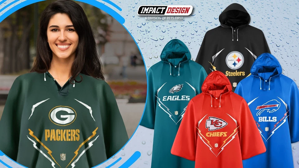 Impact Design NFL Team Unisex Rain Poncho - Premium Men and Women Rain Ponchos - Image 2 of 3