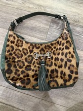 My Flat In London Animal Print Calf Hair And Green Leather Bag & Dust Bag