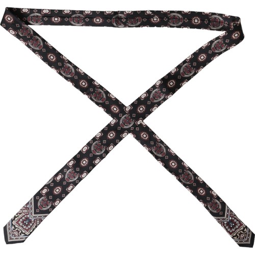 DOLCE & GABBANA Tie Black Printed 100% Silk Adjustable Men Necktie RRP 360usd - Picture 3 of 6