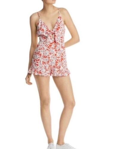 Aqua Woman’s Red/white Floral Tie-Front Romper Size S NWT - Picture 1 of 2