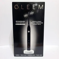 GLEEM Electric Toothbrush Rechargeable Midnight Black and Travel Case NEW Sealed