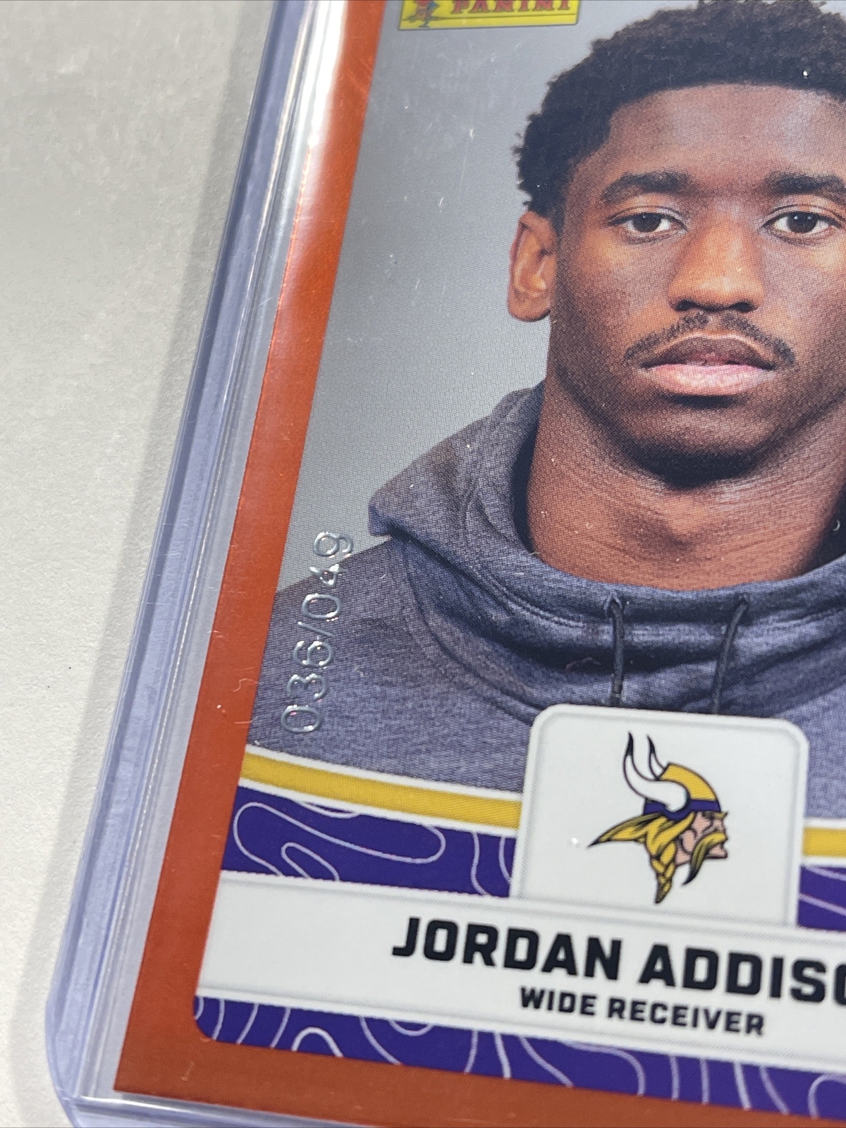 2023 Panini NFL Sticker Card Football Jordan Addison Orange 036/049 SSP