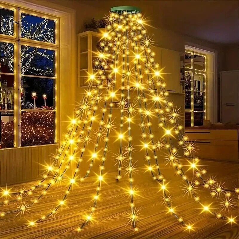 280 LED Christmas Tree Waterfall Lights Fairy String Outdoor Waterproof Decor - Image 2 of 4