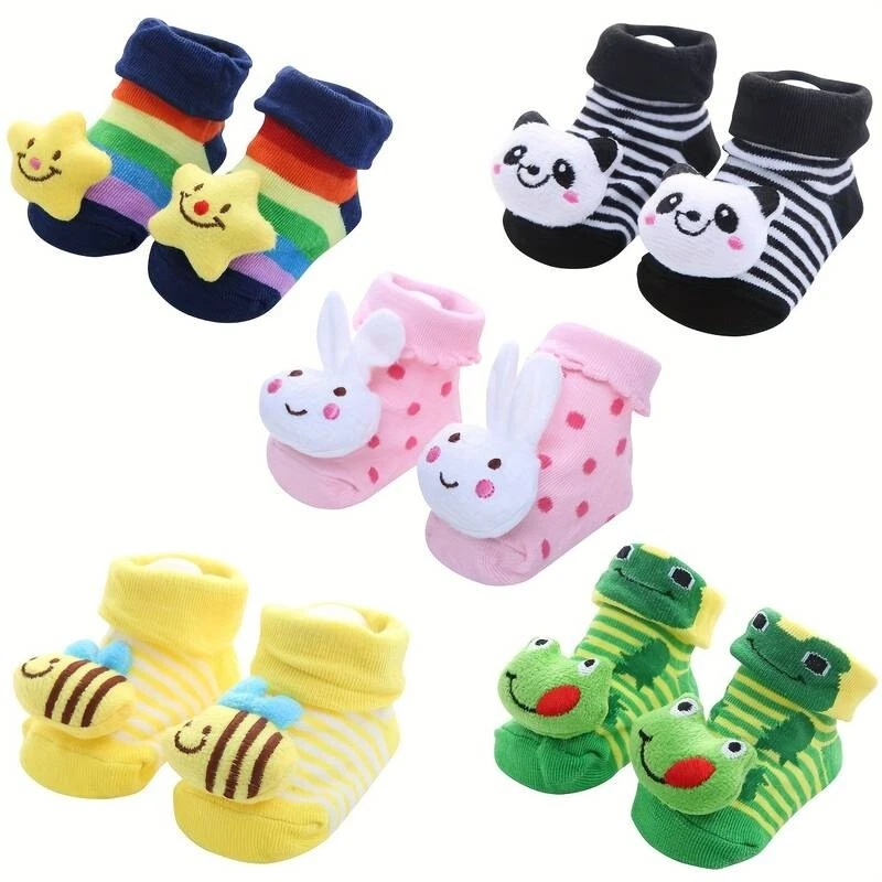 ONLYBEE Pair of Baby Boys Girls Gripper Cute 3D Socks Booties Non Slip Warm Novelty 0-12