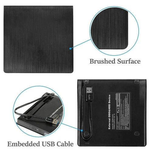 Slim External CD DVD RW Drive USB 3.0 Writer Burner Player Black For Laptop PC - Picture 4 of 11
