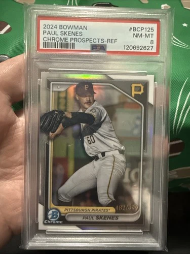 2024 Bowman - Chrome Prospects Paul Skenes #BCP-125 Refractor /499 (RC) Psa 8