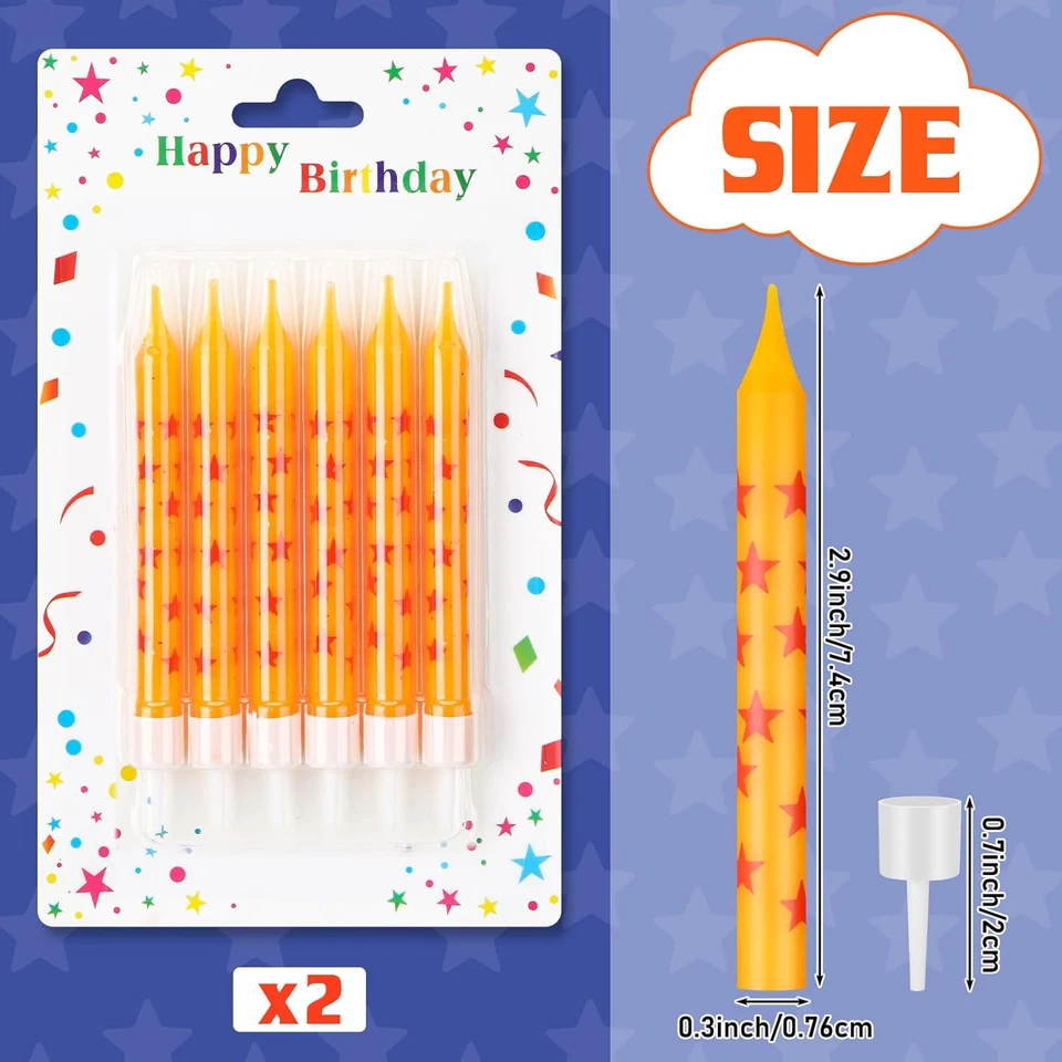 12 Piezas Velas de Cumpleaños Temáticas Anime Estrellas Amarillas y Rojas Impresión Temática Cumpleaños C Foto 3 de 4