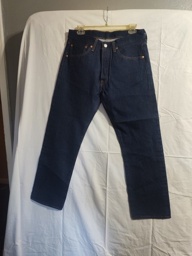 Levi's 501 Jeans Men's 32x28 Button Fly Straight Dark Wash Denim 100% Cotton - Picture 11 of 15