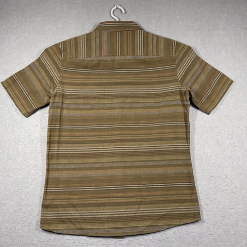 Pendleton Shirt Mens Medium Brown Rust Striped Fitted Pocket Short Sleeve Button - Picture 6 of 8