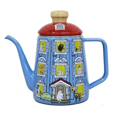 FUJIHORO Moomin Enamel Drip Kettle 1.0L Blue House Design