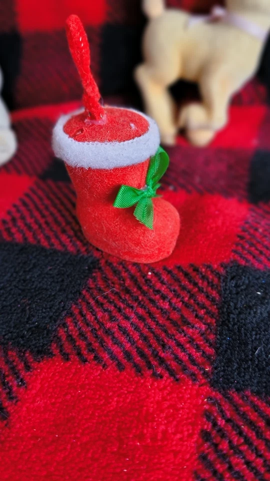 Enfeite vintage de feltro para cachimbo de Natal Japão Papai Noel meia de pelúcia  - Imagem 2 de 4