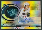 2023-24 Upper Deck Credentials Connor Bedard Speed of the Game Gold Auto #4/10