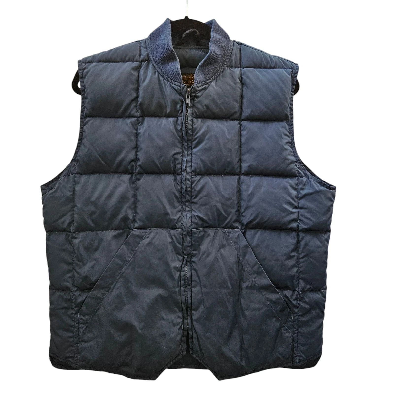 Eddie Bauer Vest Mens 42 Blue Premium Goose Down Quilted Puffer Jacket Full Zip