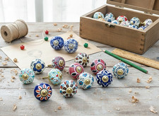Mixed Pattern Ceramic Drawer Knobs Set of 4 6 8 10 12 Vintage Style Cabinet Door