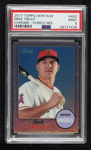 2017 Topps Heritage Hot Box Chrome Purple Refractor Mike Trout PSA 9 MINT 15r3