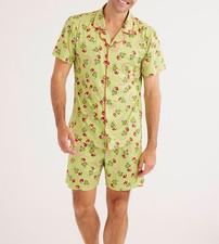 MENS size M Merry Grinchmas Grinch Green Christmas button Summer pyjamas NEW 546