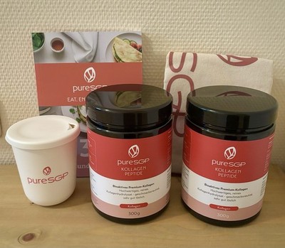 Kollagen Pure SGP 300g -Reinstes Kollagen -Bioaktiv,Peptide m.Buch.Becher,Beutel