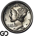 1928-D Mercury Dime, Full Split Bands, Frosty Solid Gem BU++ FSB , Better Date