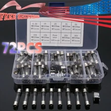 72pcs Electrical  Standard Glass Tube Fuse 6 x 30mm  0.5A-30A  Assorted Kit US