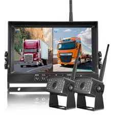 9" Wireless DVR Quad Monitor RV Backup Camera Rear Side View for Trailer Bus Van