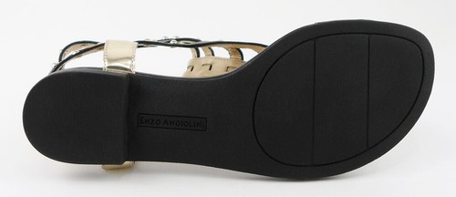 $110 ENZO ANGIOLINI TARAKETH Black Light Gold Designer Strappy Sandals 6.5 - Picture 4 of 4