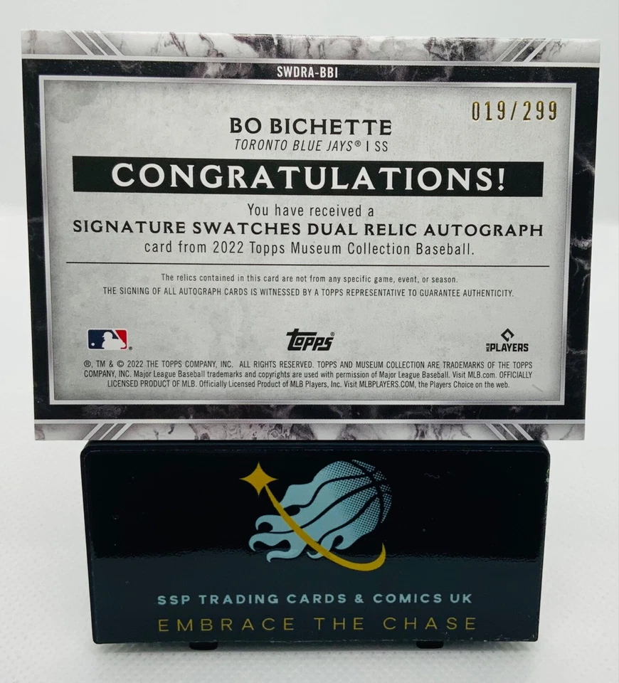 2022 Topps Museum - Swatches Dual Relic Auto Bo Bichette #SWDRA-BB1 Blue Jays - Image 2 of 2
