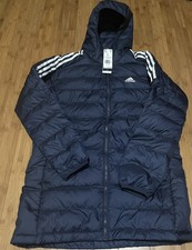 Adidas Essential Down Parka jacket Blue Ink GH4605 Men's Size L | eBay