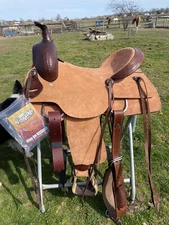 16"  Tough 1/Royal King Sparks All-around Western saddle roughout leather