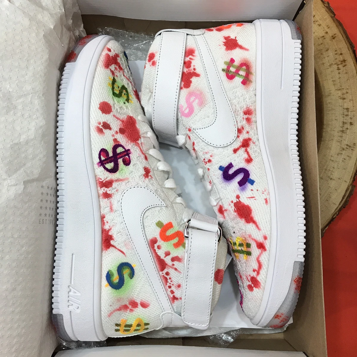Nike Air Force One 1 Ultra Flyknit Mid Kickasso Custom Blood Money