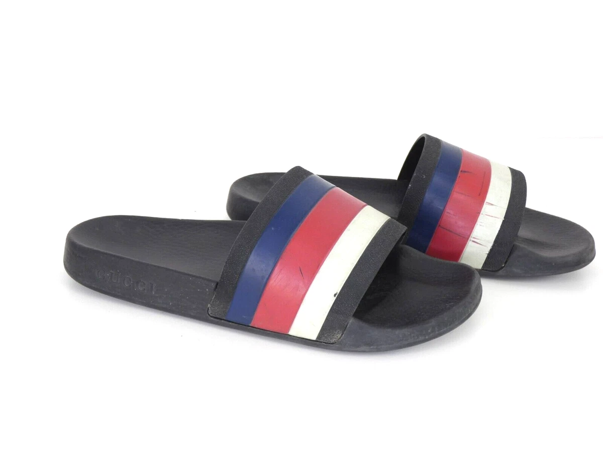 Gucci slides blue and red cheap