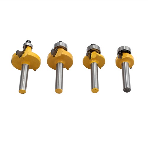 4X 1/4'' Shank Round Over Router Edging Bit Woodworking Tool Set Kits Alloy UK - Picture 11 of 11