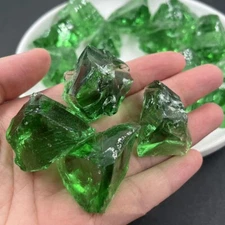 Raw Rough Dark green Colored glass Crystal Mineral Chunks Specimens Home 1PC