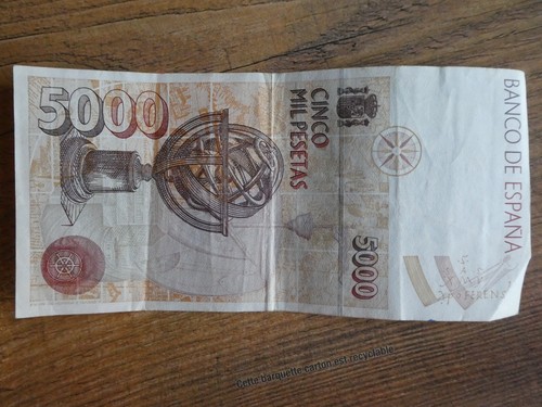 billet 5000 PESETAS ESPAGNE 1992 - Picture 3 of 3