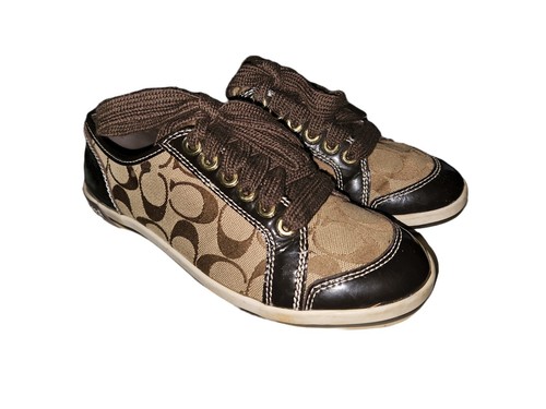 Coach Brodi Signature C Brown Signature Tie Up Sneaker's Women's US Sz 7.5