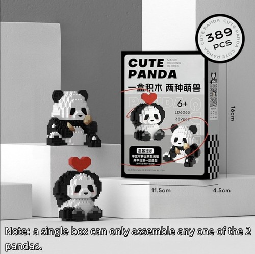 Adorable Panda Two Ways Building Block Set, 389 pcs, age 6+ Valentine, Love - Picture 2 of 4