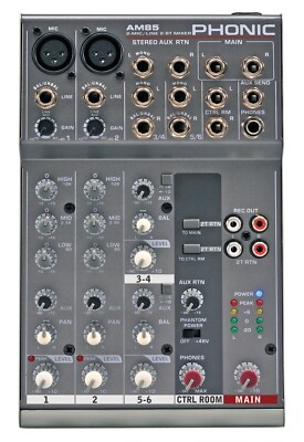 ミキサー　Phonic AM85 Phonic AM 85 Compact 2-Mono and 2-Stereo Channels Analog