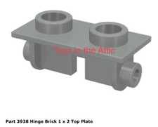 Lego 1x 3938 Light Gray Hinge Brick 1 x 2 Top Plate 6952